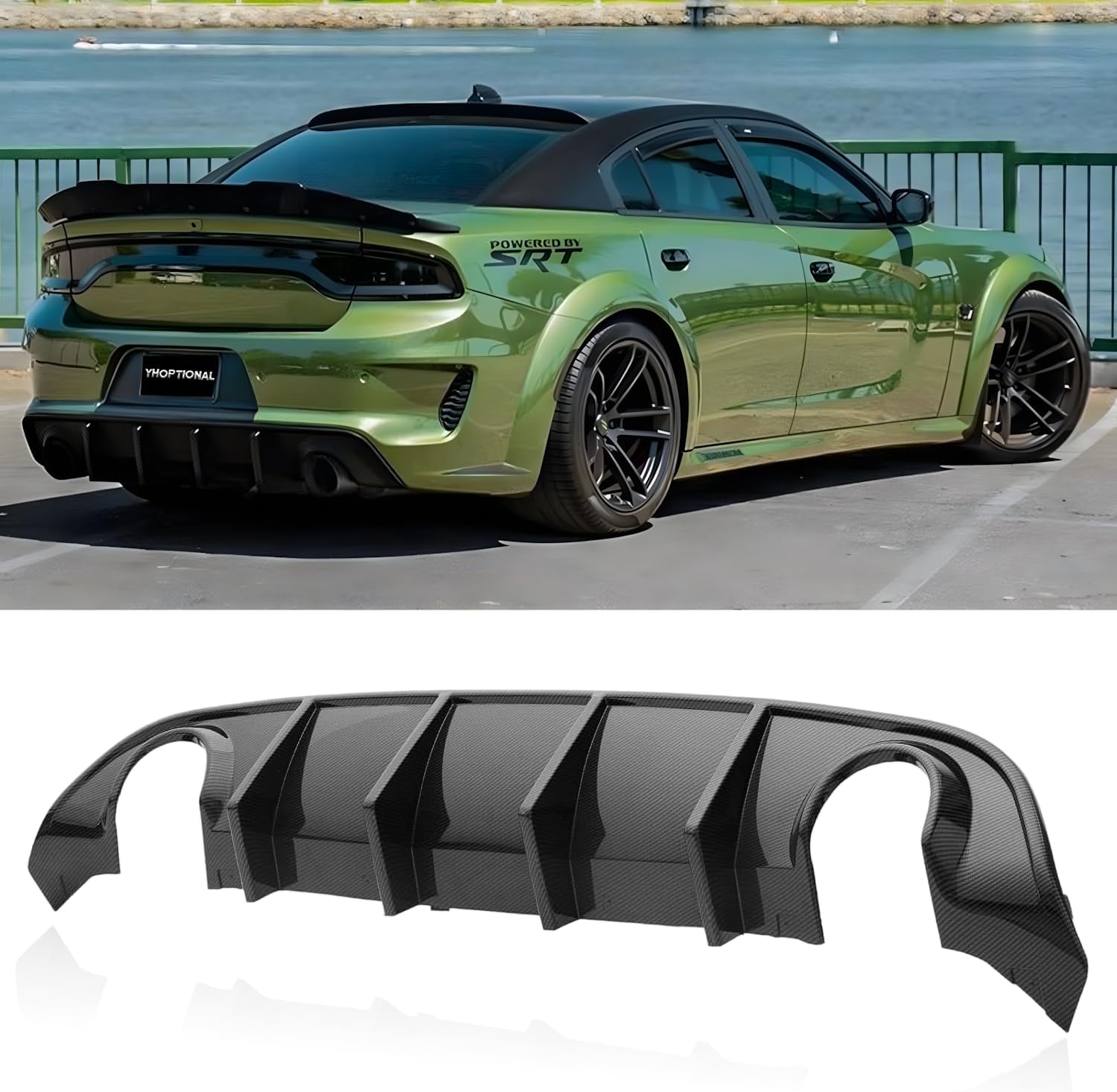 Rear Diffuser for Dodge Charger SRT 2015-2024, Rear Bumper Lip Dodge Charger SRT Accessories Exterior Body Kit (Carbon Fiber, Non-widebody)
