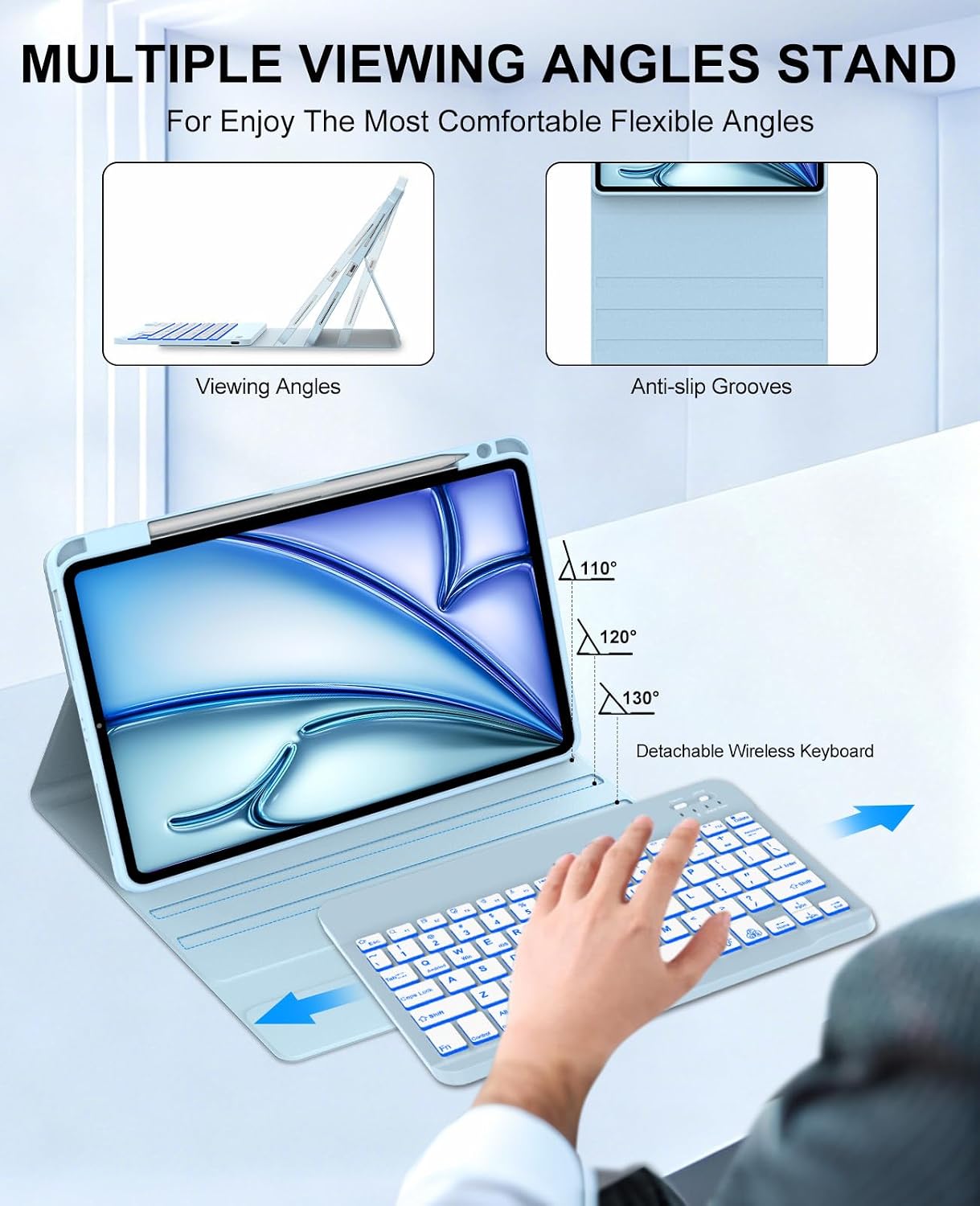 KVAGO for iPad Air 11 Inch & Air 5th 4th Generation Case with Keyboard image 5