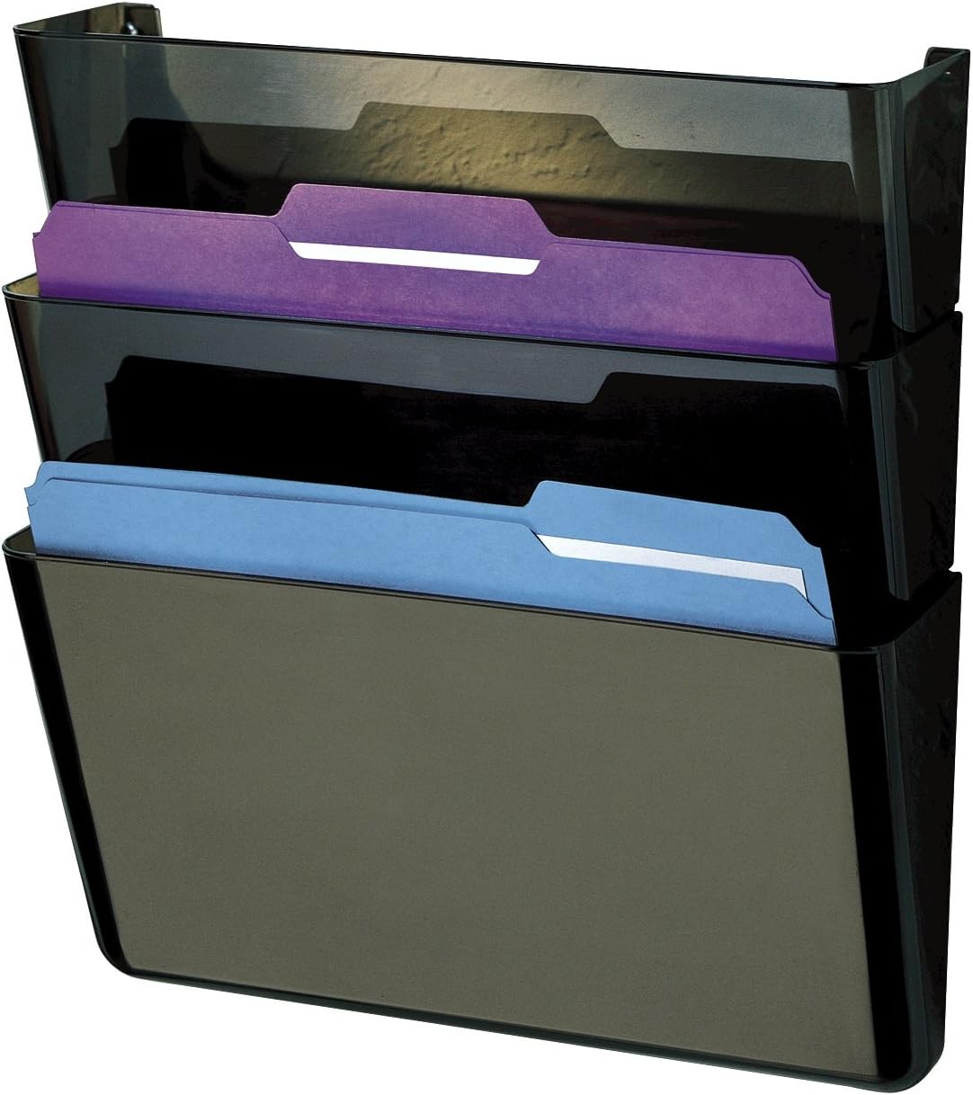 Rolodex Stak-A-File Three-Pocket Wall File, Letter, Smoke, 3/Pack (47021)