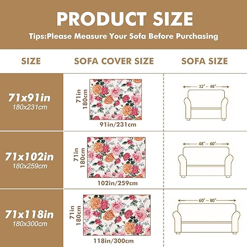 Vista 73 de Funda de sofá de acuarela de flores silvestres rosa y morada, fundas de sofá estampadas, fundas de sofá, fundas resistentes a las manchas, protector