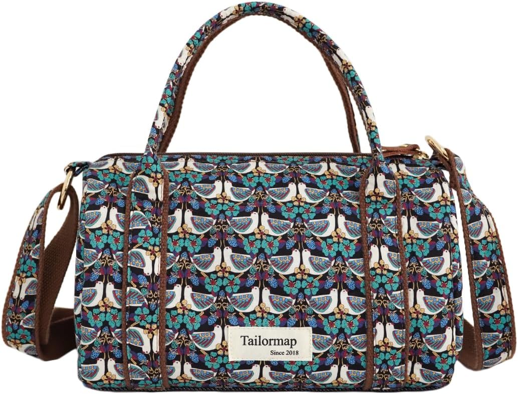 Mini Boston Bag for Women, Handmade Liberty Floral Satchel, Small Lightweight Designer Top Handle Crossbody Purse