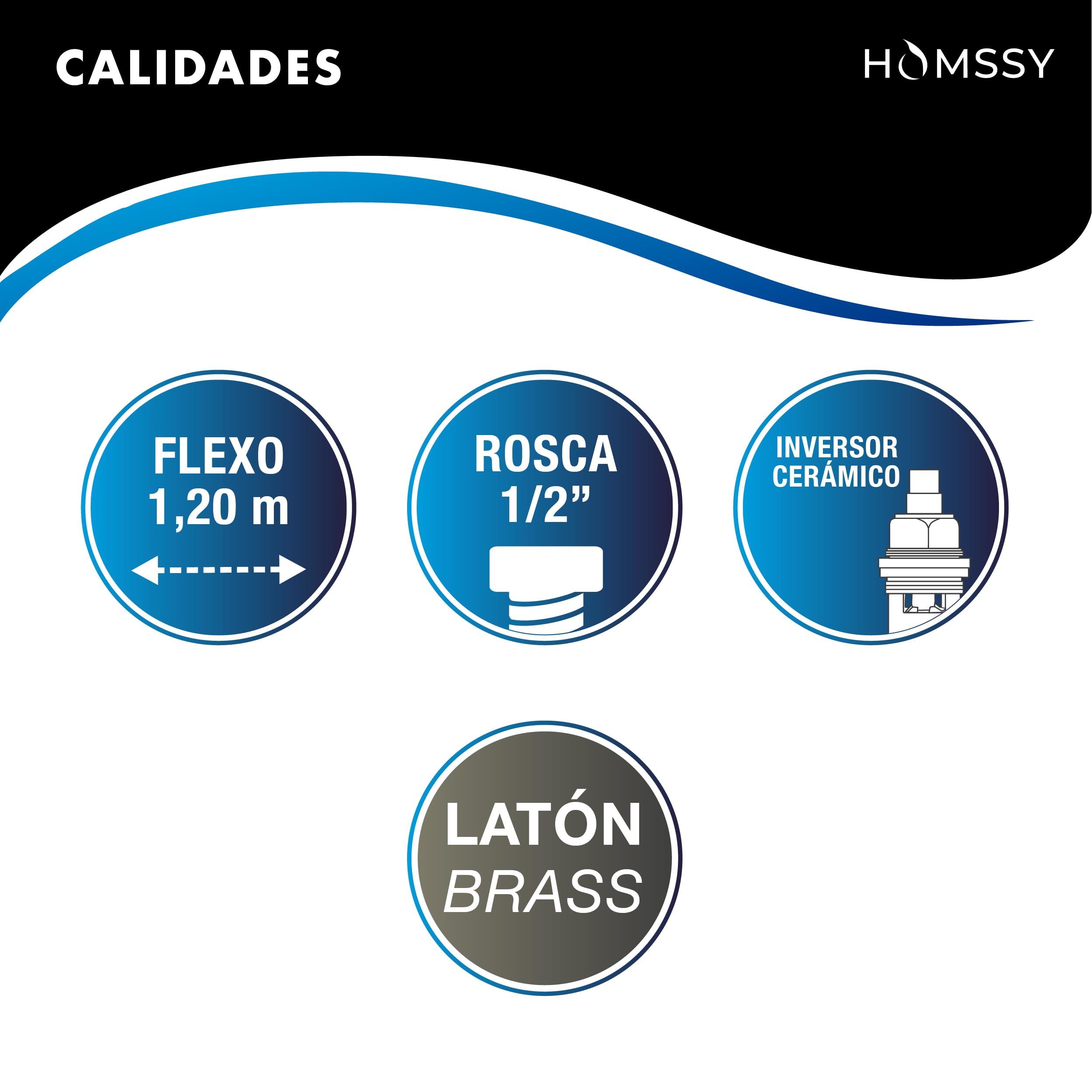 Grifo bidé visto Safe Stop 1 agua – Kit con teleducha, soporte y flexo 120 cm, conexión a la toma de la cisterna, doble salida (cisterna + bidé), cuerpo de latón cromado