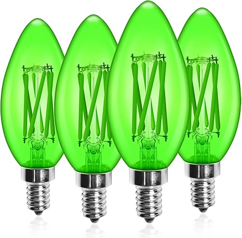 Klarlight Bombilla LED regulable azul E12 4W C35 azul vintage Edison bombilla E12 de filamento de color lámpara de vela de cristal transparente