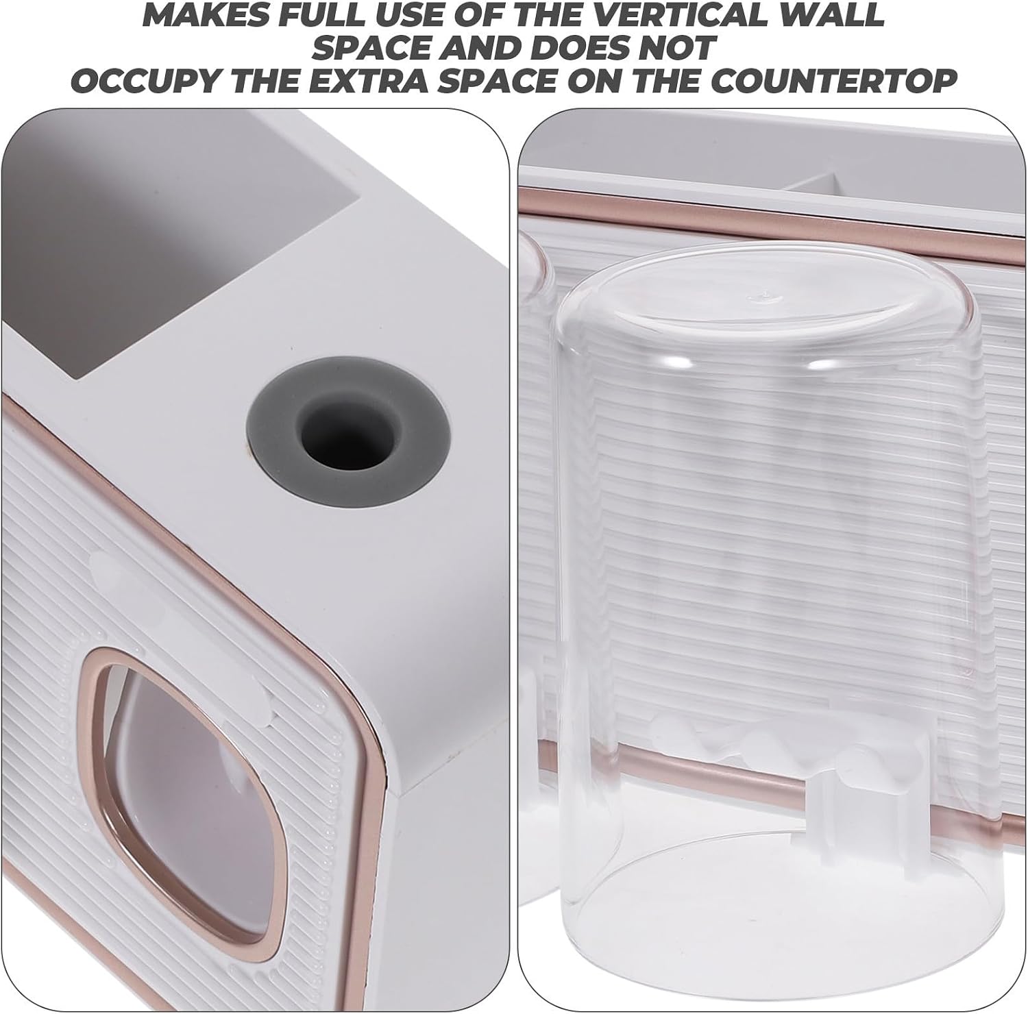Toothbrush Stand with Automatic Toothpaste Dispenser and Two Cups image 3