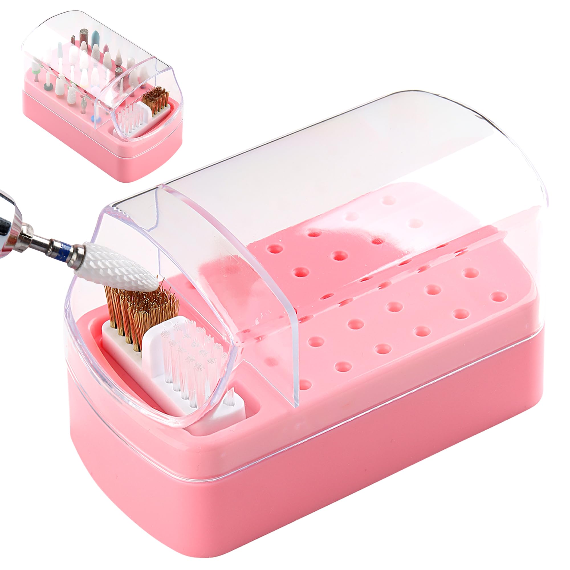 Nail Bit Holder Nail Drill Bit Cleaner 2 in 1 30 Holes Nail Drill Holder Organizer Nail Bit