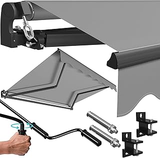 KESSER® Gelenkarmmarkise Markise Gelenkmarkise 250 x 200cm Terrassenmarkise Klemmmarkise Sonnenmarkise inkl. Wandhalterung Sonnenschutz Balkonmarkise wasserabweisend Alu/Polyester, Grau