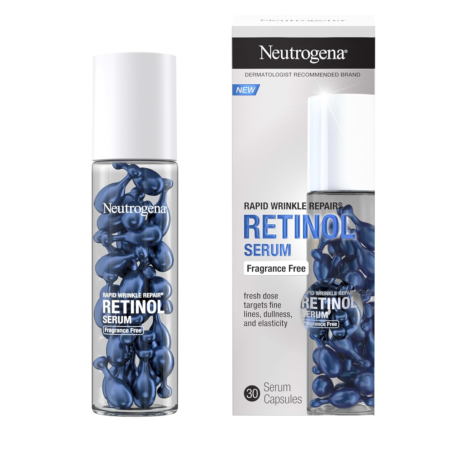 Neutrogena Rapid Wrinkle Repair Retinol Face Serum Capsules, Fragrance-Free Daily Facial with that fights Fine Lines, Wrinkles, Dullness, Alcohol-Free & Non-Greasy, 30 ct Neutrogena Rapid Wrinkle Repair Retinol Face Serum Capsules, Fragrance-Free Daily Facial with that fights Fine Lines, Wrinkles, Dullness, Alcohol-Free & Non-Greasy, 30 ct
