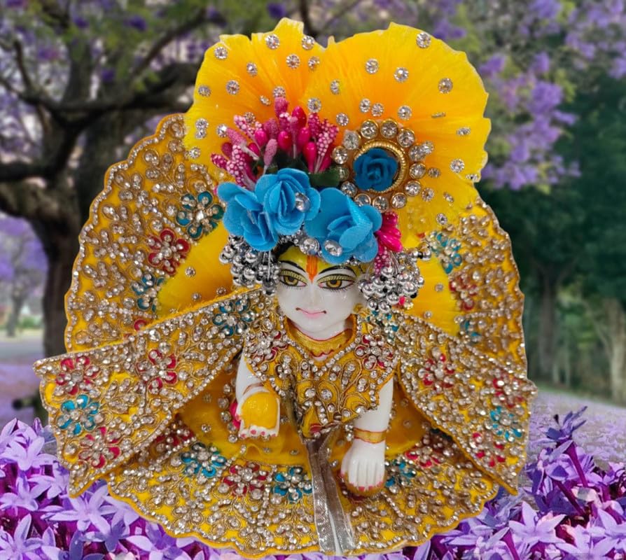 Image of Partish Laddu Gopal Heavy Janamashtmi Dress Size 5 l Ladoo Gopal Dress l Kanha Ji Poshak Size 1 2 4 5 6 (U)