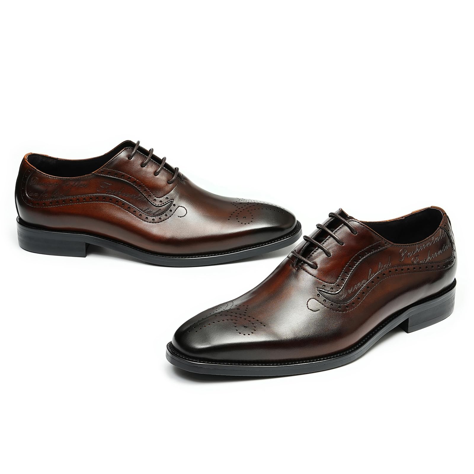 Brogues Formali Affari da Uomo Oxfords Eleganti in Vera Pelle Scarpe Basse Stringate da Abito