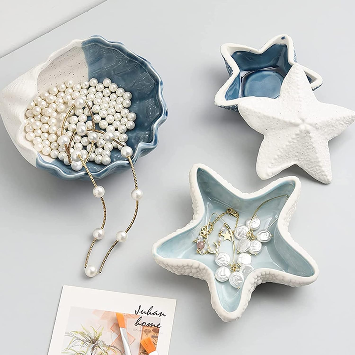 Starfish Jewelry Dish Tray - Ceramic Ring and Trinket Holder - Ocean Style Table Decoration for Earrings and Candy Storage - Image 5