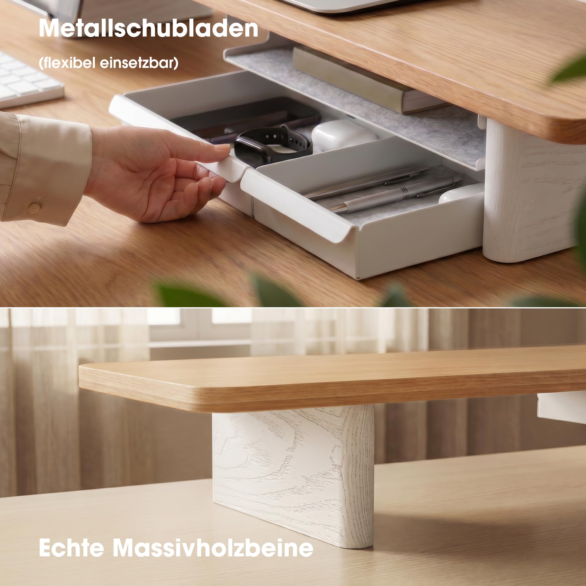 Fenge Supporto per Monitor, Multifunzionale Rialzo Monitor,Rovere Scuro
