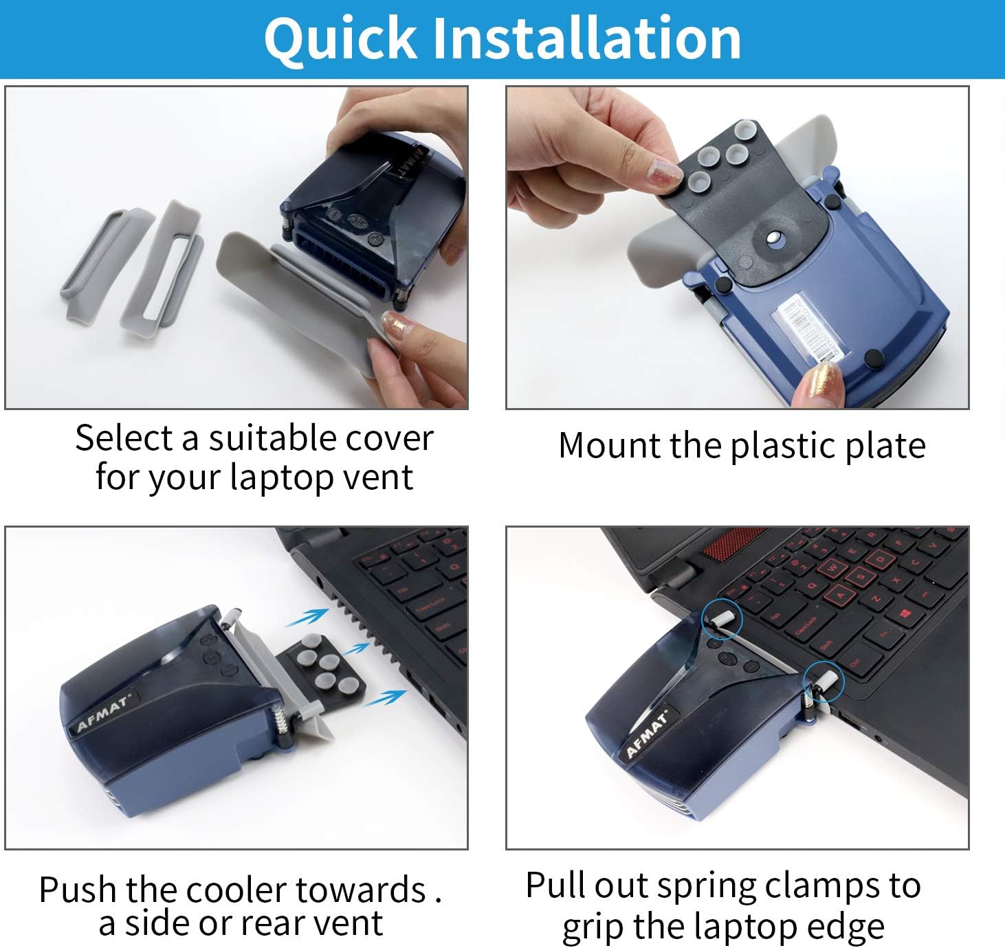 Laptop cooler,Laptop Fan Cooler with Temperature Display, Rapid Cooling, Auto-Temp Detection, Adjustable Speed(2600-5000RPM) 13 Wind Speed-Blue