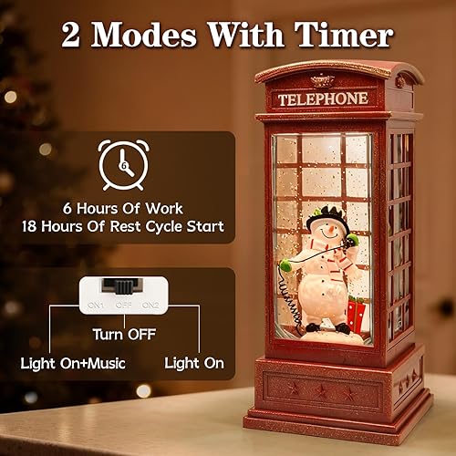 Miniatura 3 de Globos de nieve de Navidad, muñeco de nieve de 10 pulgadas con purpurina de Navidad con 8 canciones, batería de temporizador de 6 horas y caja de