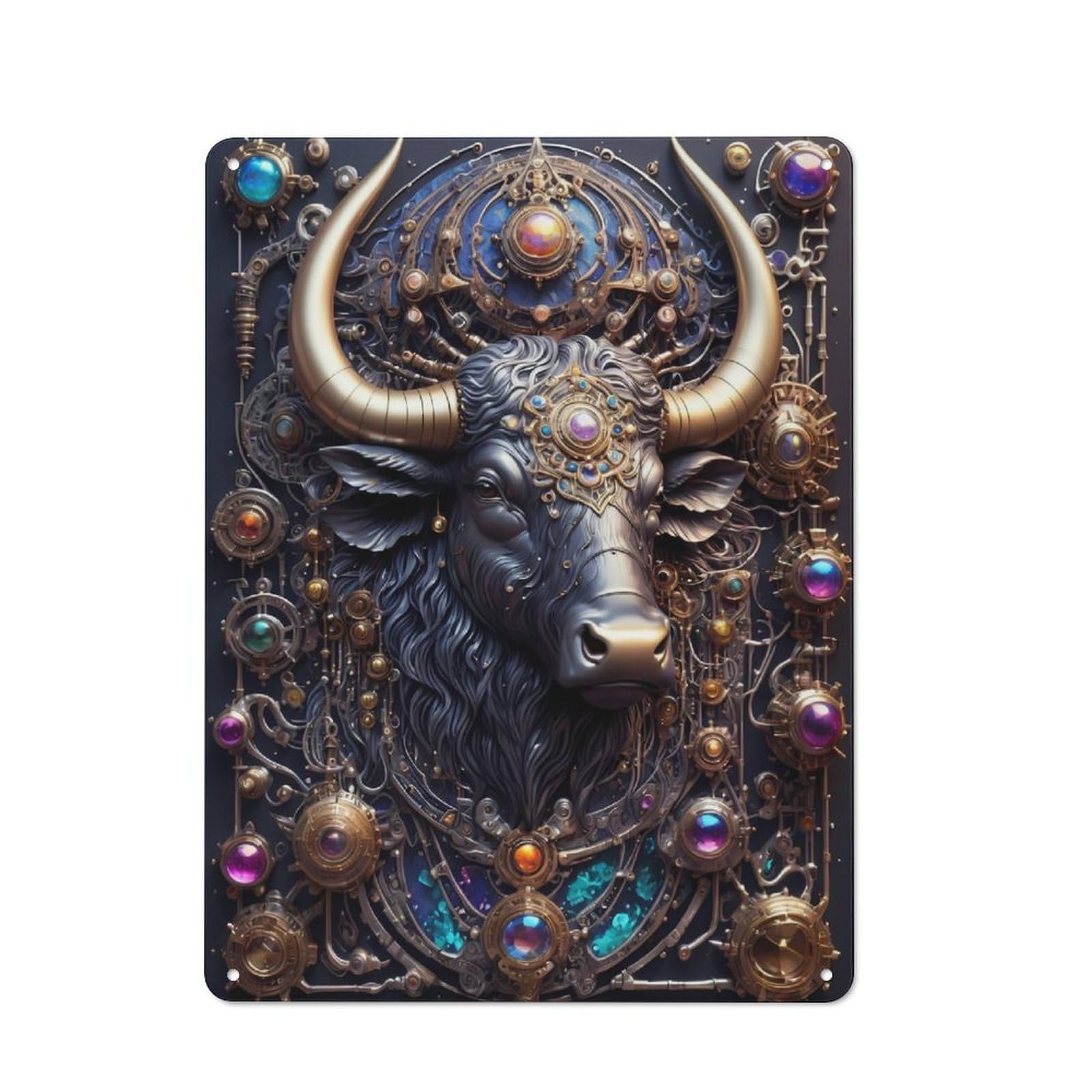 Junmoney Steampunk Mighty Bull Retro Metal Sign 40X30cm For Garage Wall, For Home Interiors And Metal Sign Collectors
