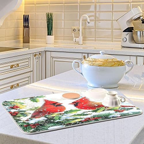 Vista 124 de Tapete de secado de platos de mariposas botánicas para encimera de cocina, almohadilla de secado de microfibra absorbente, grande, 18 x 24 pulgadas