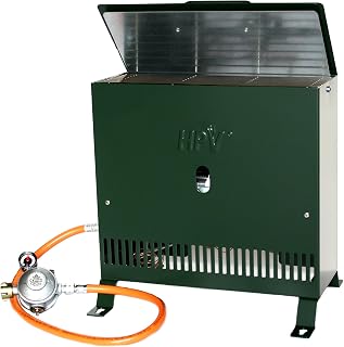 Gewächshausheizung 4kW mit Thermostat und Piezozündung für Wandmontage oder im Stand montierbar Gasheizer inkl. Schlauch HPV made in Germany Frostwächter (Mit Druckminderer (Innenbereich))