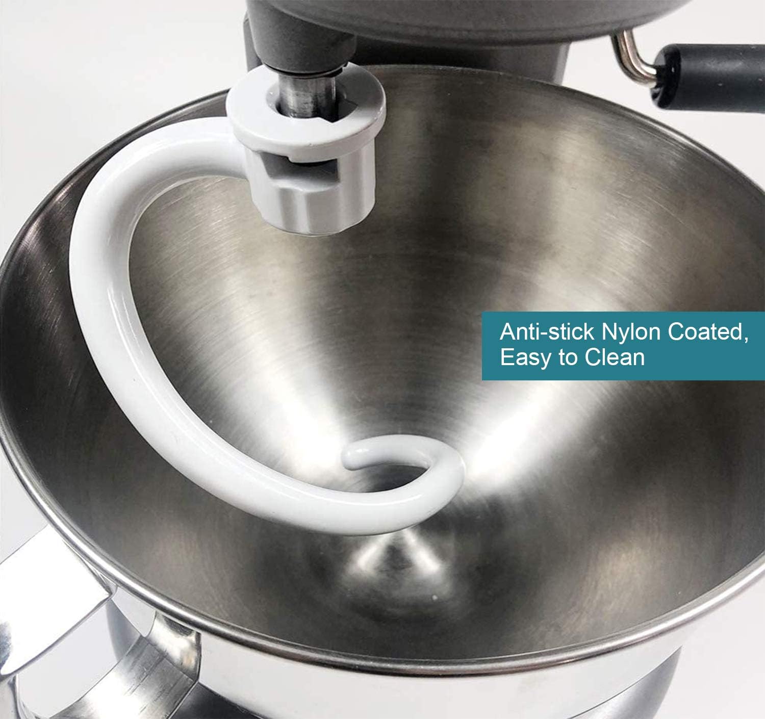 Coated Spiral Dough Hook for KitchenAid 6qt Pro 600 Series Bowl-Lift Stand Mixer - Metal 6 quart Dough Hook Attachment for KP26M1XLC KP26M1X KG25H3X0B KNS256CDH KG25H3XSL KV25G0X KV25G8X KV25H0X etc