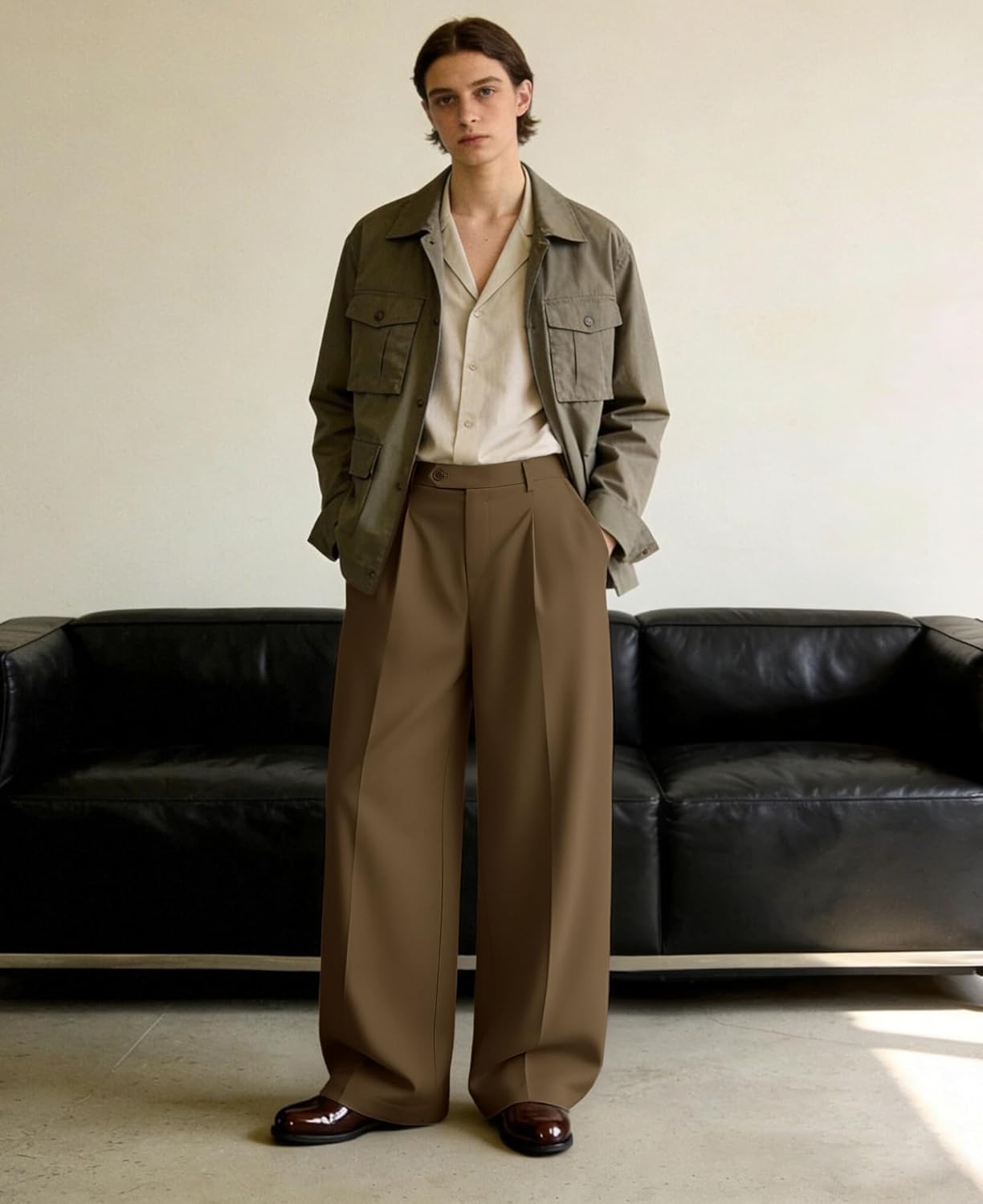 Susclude Mens Baggy Wide Leg Pants Pleated Loose Fit Dress Casual Old Money Slacks Oversized Y2K Stylish Trousers 2026 - Image 3