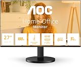 AOC Q27B3CF2 - Moniteur QHD 27 Pouces, Haut-Parleur, réglable en Hauteur (2560x1440, 100Hz, HDMI 1.4, USB-C (65W PD), hub USB) Noir - 1
