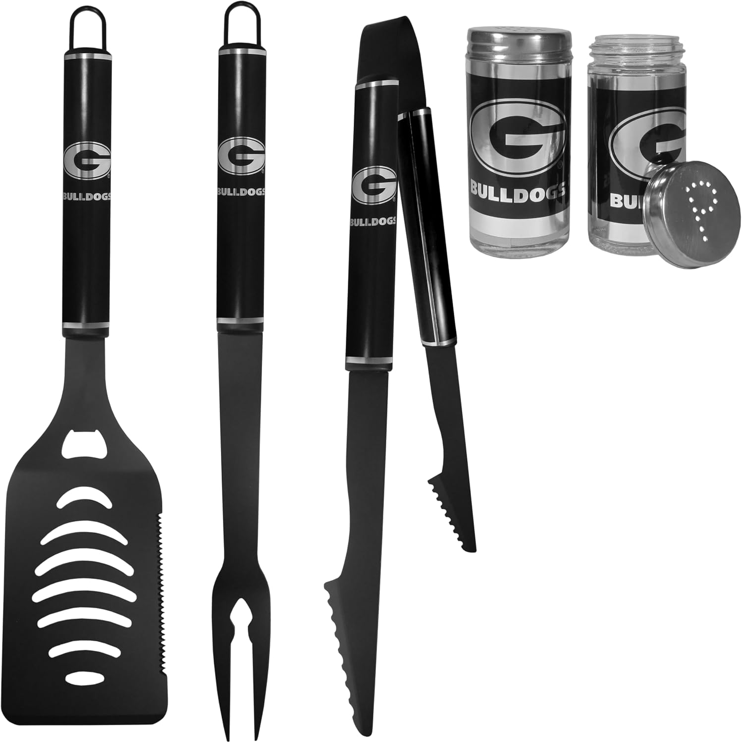 Siskiyou NCAA Georgia Bulldogs 3pc Black BBQ Tools w/Shakers, One Size, Black