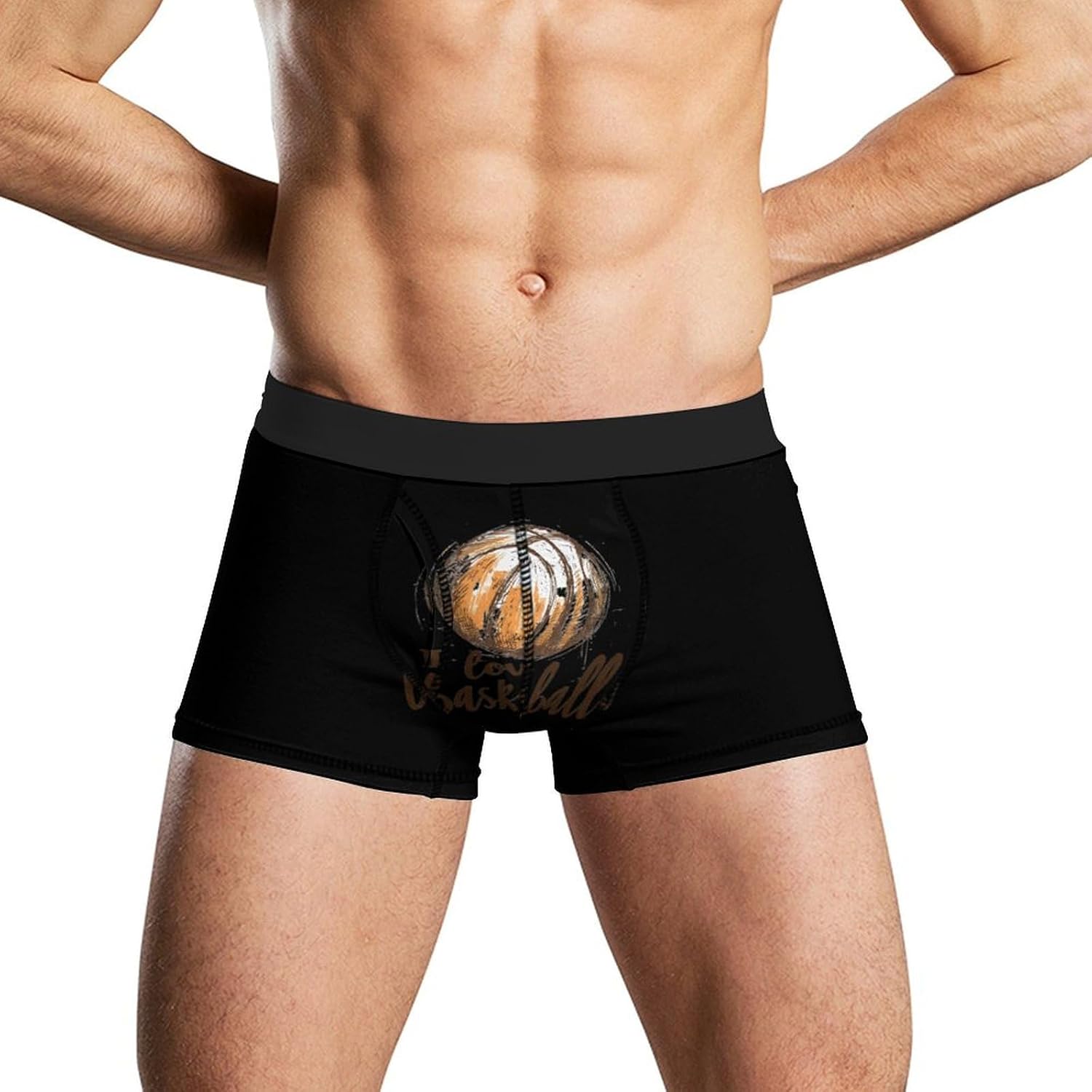 I Love Basketball Novelty Men's Trunks Soft Breathable Underwear Patterned Stretch Briefs