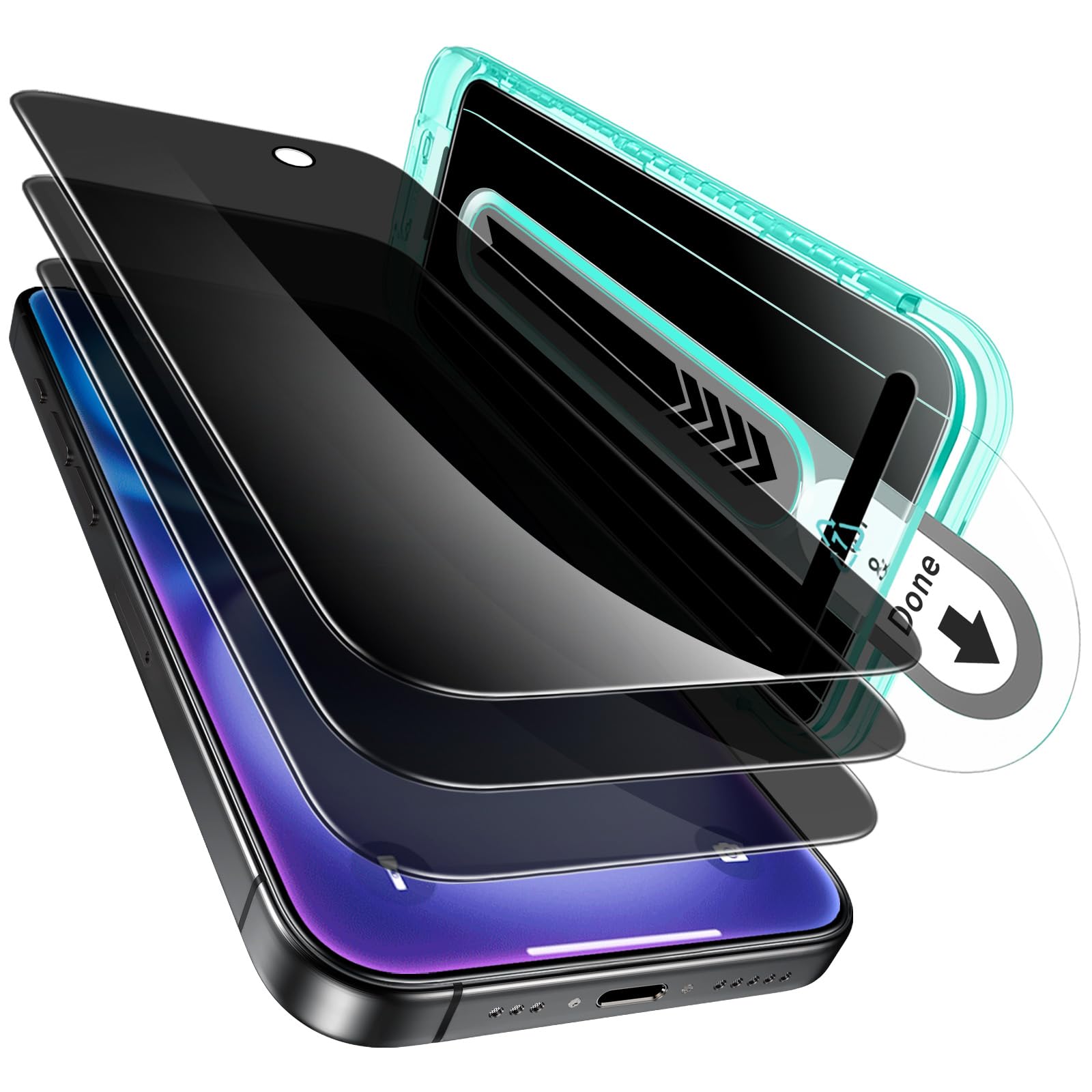 ESR iPhone 2024 plus Glass Film Anti-Peeping Film with Easy Installation Frame