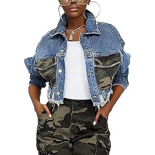 SeNight Womens Jean Jacket Long Sleeve Classic Distressed Fray Hem Tassels Denim Trucker Jackets