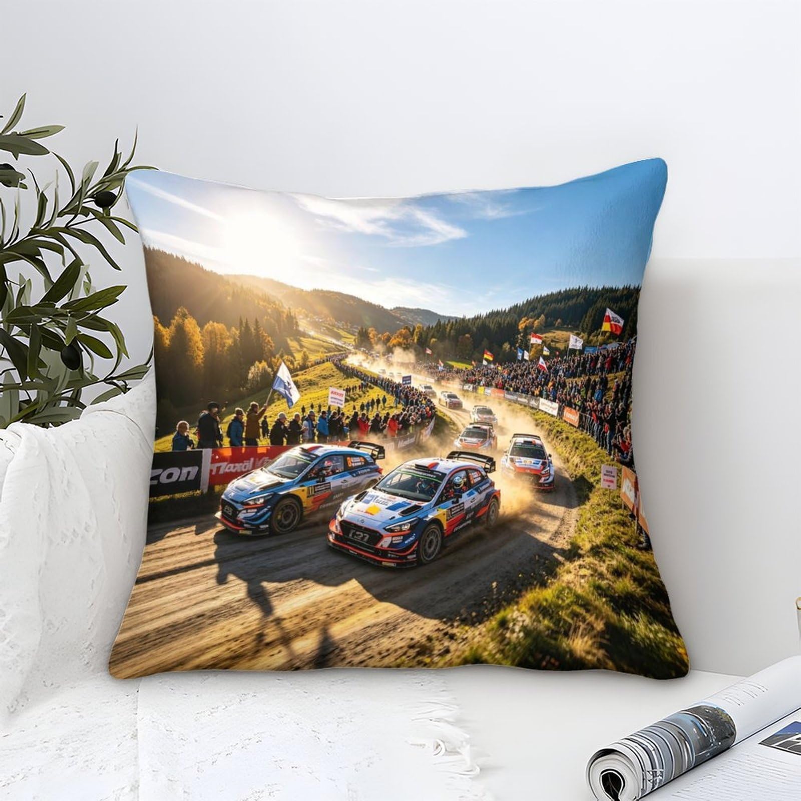 Dafufbw Rally Racing Cushion Covers 40X40cm - Luxury Square Throw Pillow Cases - Decorative Soft Off-Road Rally Cushion Cover For Sofa Couch Bedroom With Invisible Zipper