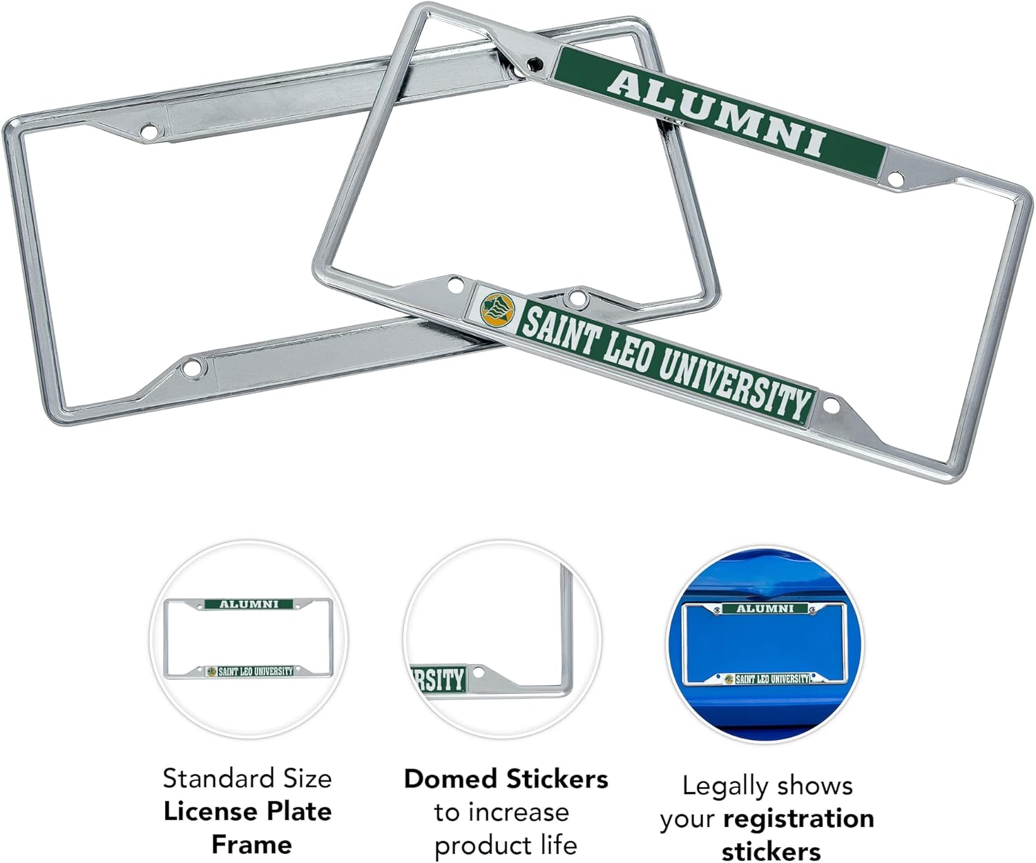 Desert Cactus Saint Leo University Car Accessories Metal License Plate Frame for Front or Rear of Car (Alumni 2 Pack)
