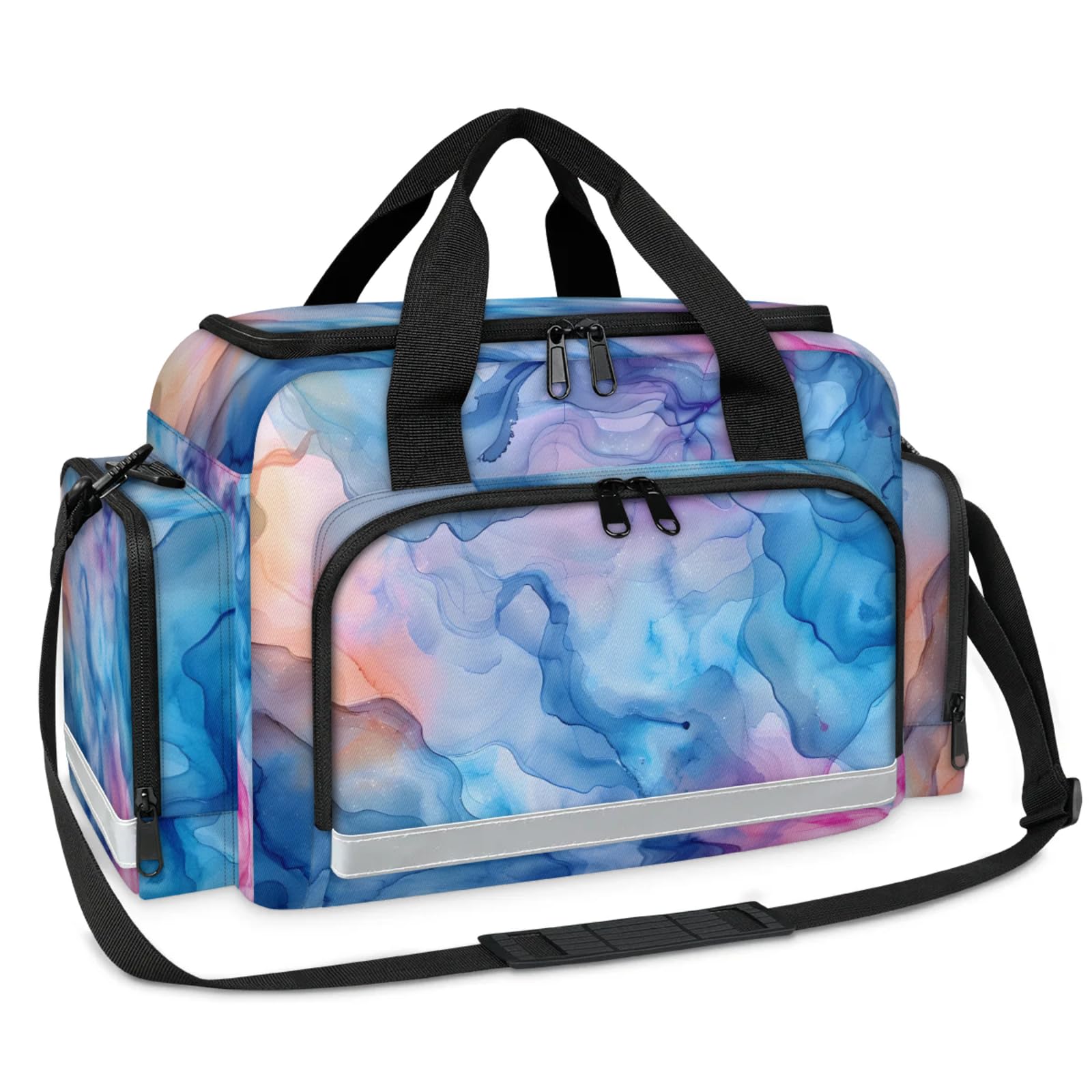 GzLeyigou First Aid Bags Empty, Pink Blue Marble Emergency Bag First Aid Kit Multiple Compartment Kit Carrier On Call Trauma Bag For Paramedics Emergency Medical Supplies Kit