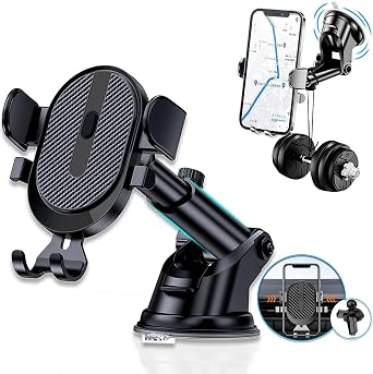 ZRZK Smartphone Holder, Car Smartphone Stand 2024 Advanced, Freely Adjustable, Car Holder, 2-in-1, Super Strong Vacuum Suction Cup & Air Vent Dual Use, Car Supplies, 360 Degree Rotation, Telescopic