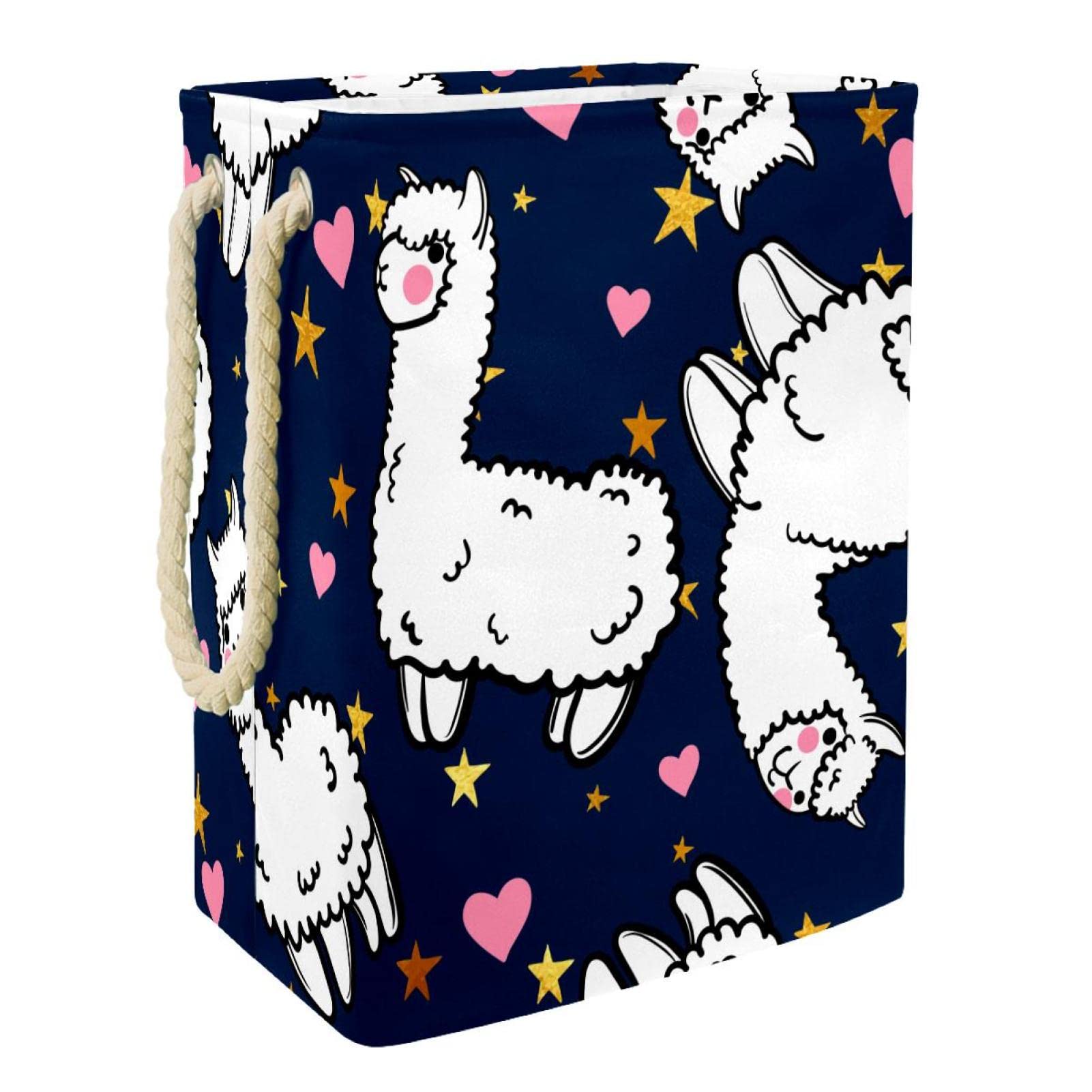 Panier à linge imperméable avec poignée alpaga et cœur