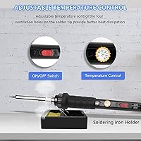 Vista 4 de Kit de soldador de 60 W y 110 V, temperatura ajustable, con puntas de hierro, soporte, esponja, alambre para soldar