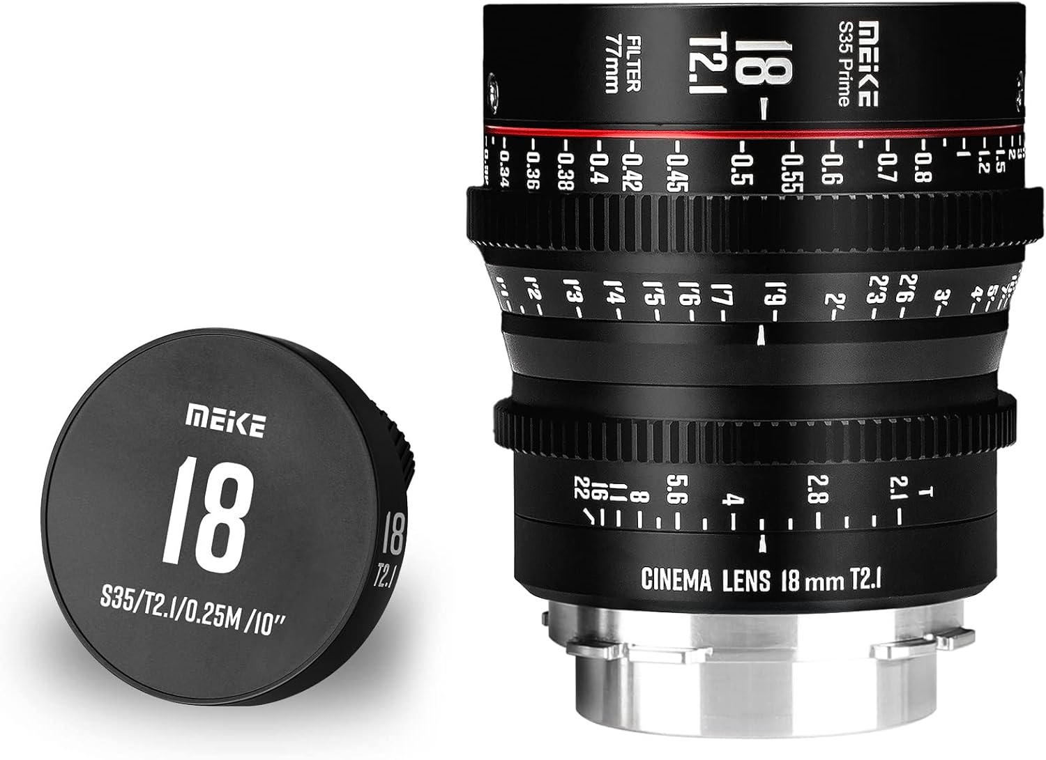 Meike 18mm T2.1 Super 35 Prime Manual Focus Cinema Lens for PL-Mount Cine Camera Compatible with C700 PL, ARRI Amira, Alexa Mini etc.