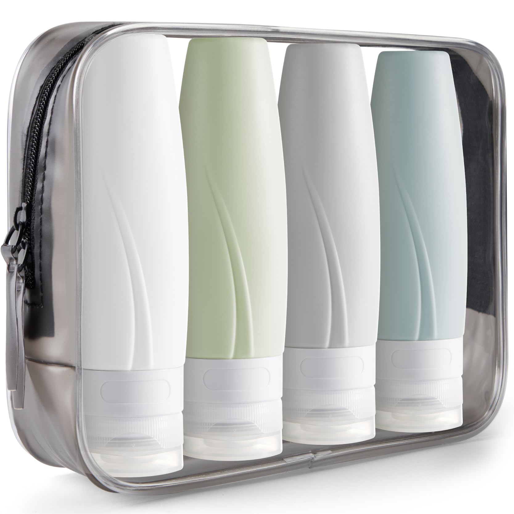 INSFIT Travel Size Containers, TSA Approved 90ml Travel Bottles for Toiletries, BPA Free Leak Proof Squeezable Silicone Tubes for Shampoo Conditioner Lotion Soap with Labels