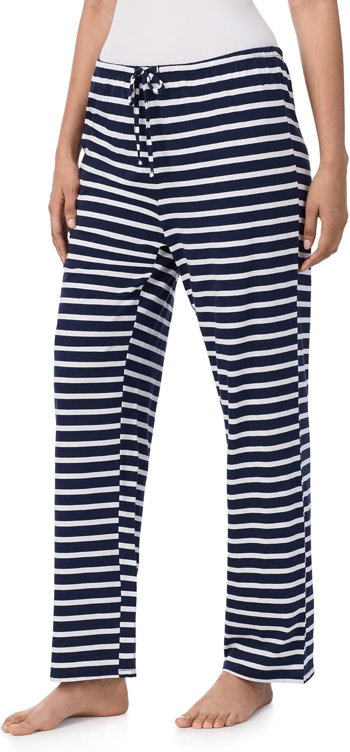 Nautica Womens Pajama Pants - Lightweight Wide Leg Lounge Pants - Cotton Knit Jersey - Sleepwear Loungewear PJs for Women - Image 2