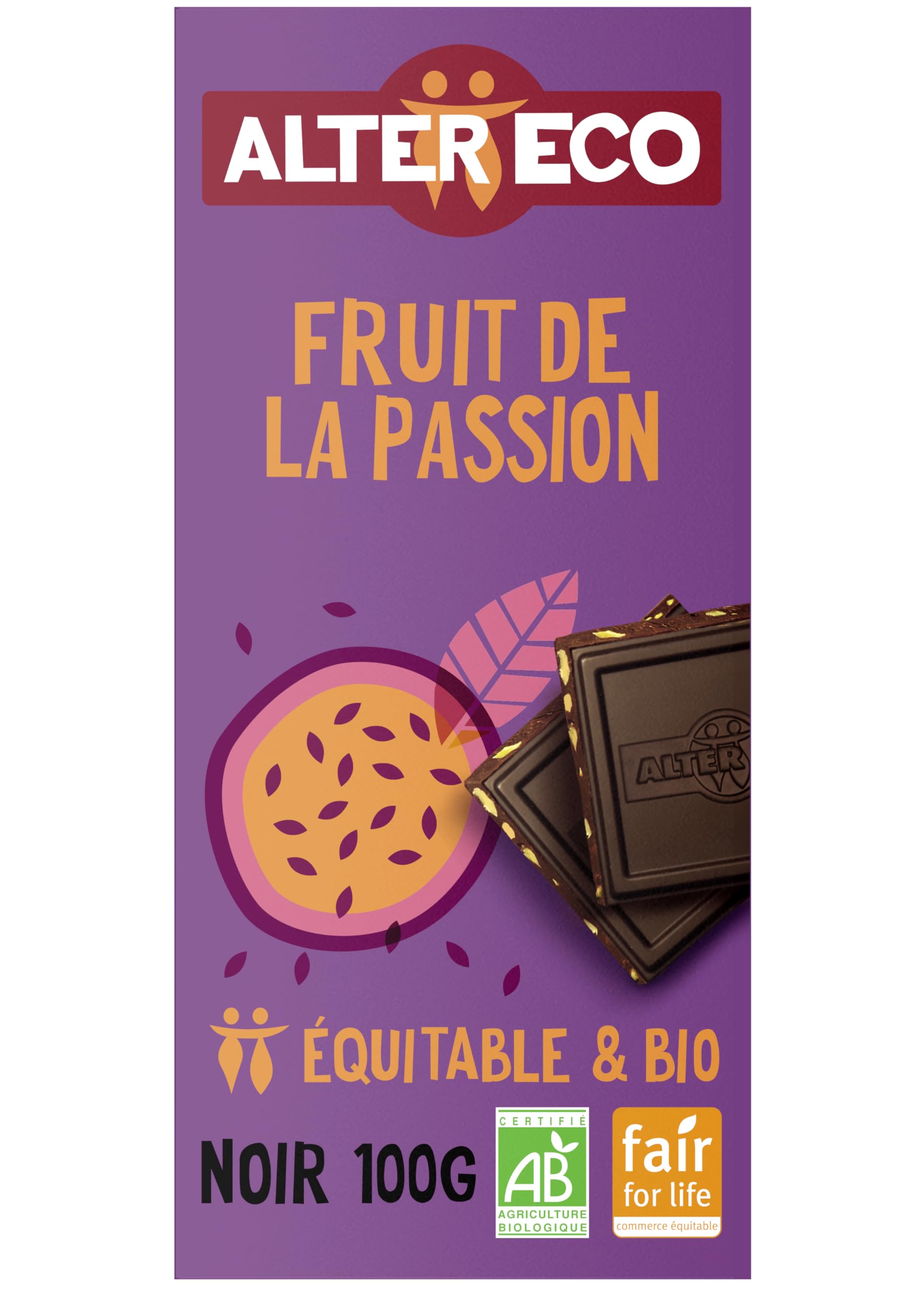 ALTER ECO - Chocolat Noir Fruit De La Passion - Bio & Équitable - 100 g
