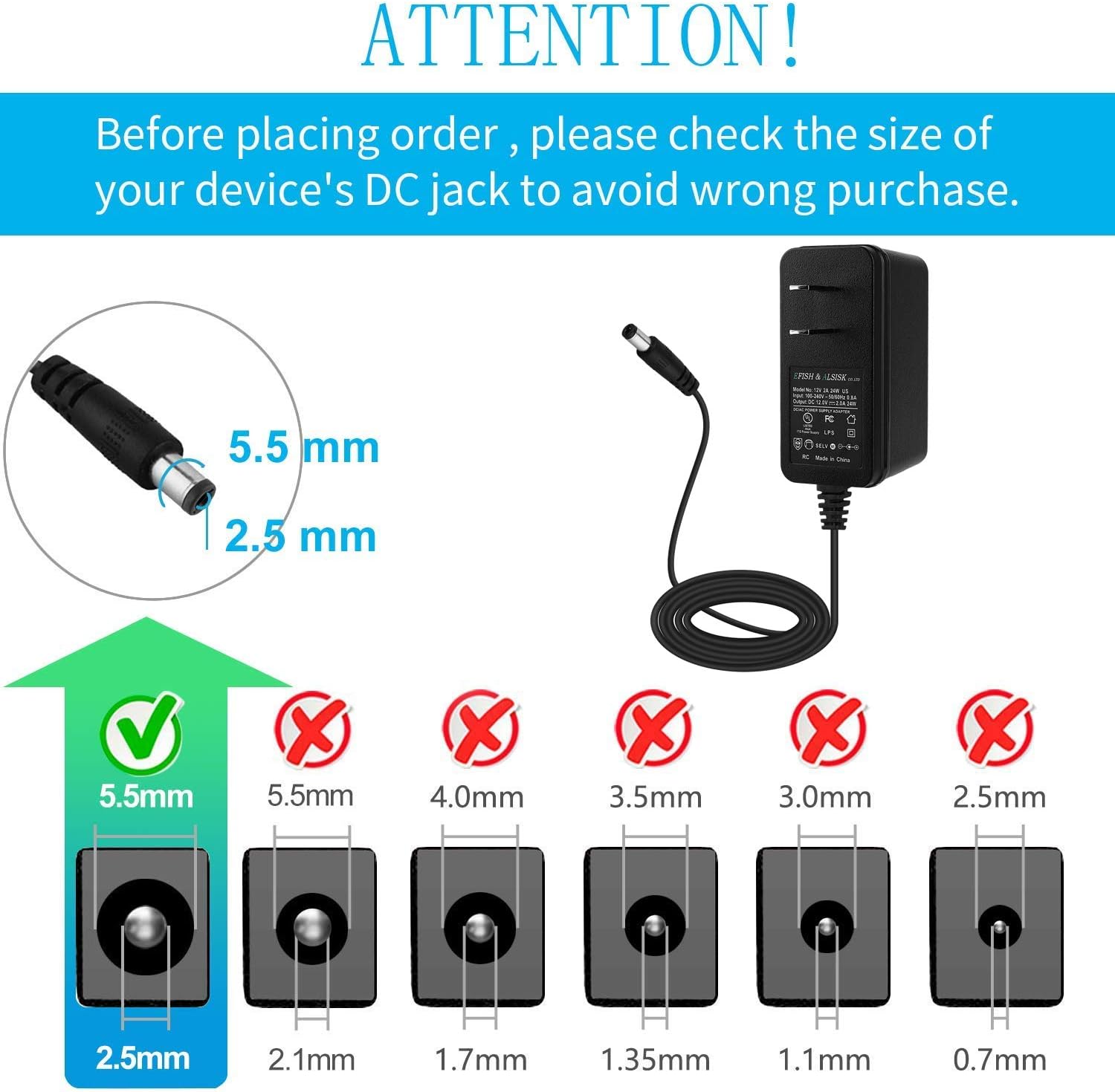 ALSISK Power Supply Adapter 12V 2A 24W,Power Plug for Home Appliances,CCTV Camera,Routers,Hubs,LED Strips,Telekom,T-Com,Speedport,Radiowecker,Scanner,Switch,UL Approve