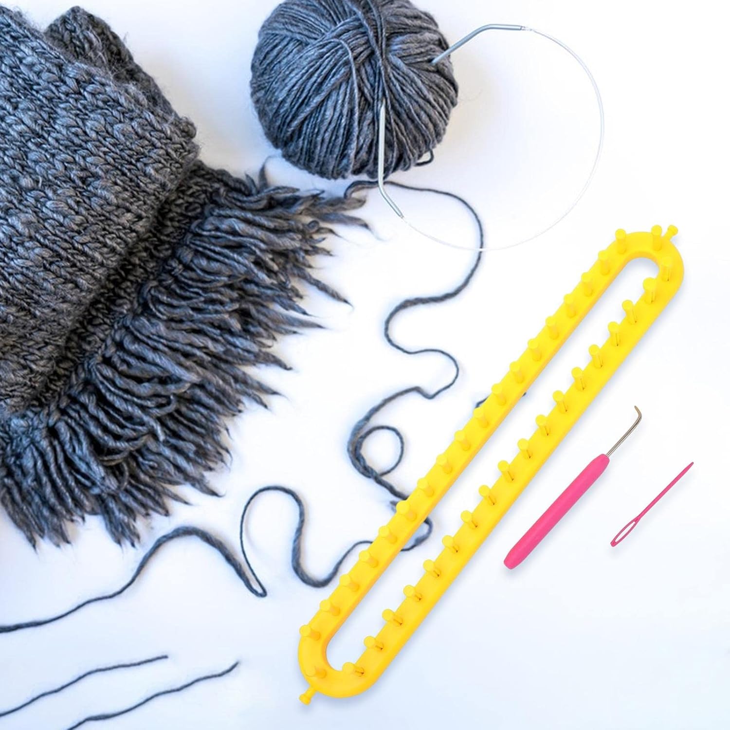 Knitting Loom Kit Handle DIY Weaving Tool Needls Loom Board for Sock Scarf