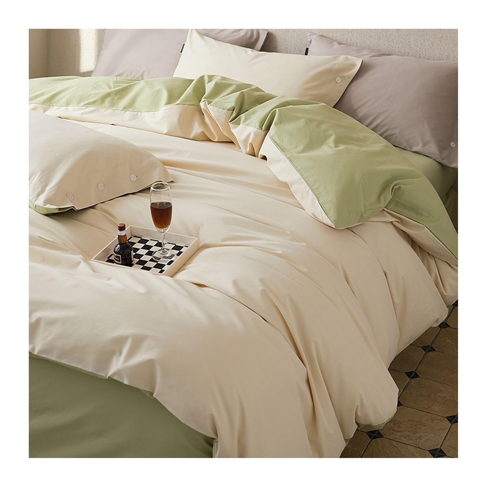 Housse de couette douce violet clair en coton pour chambre cocooning