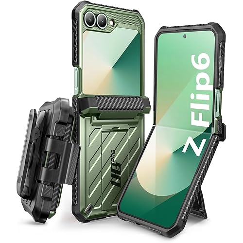 SUPCASE for Samsung Galaxy Z Flip 7 FE Case with Stand & Belt-Clip (Unicorn Beetle Pro), [Hinge Protection] [Front Screen Protector] Full Body Rugged Phone Cover for Galaxy Z Flip 6/5, Guldan