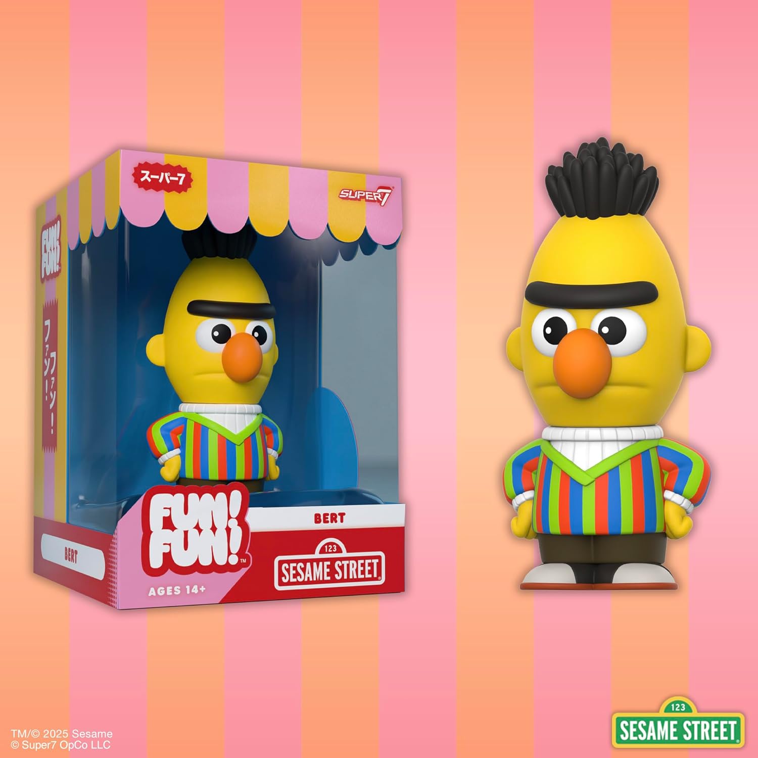 Super7 Fun! Fun! Sesame Street Bert Vinyl Figure - 5" Sesame Street Action Figure - Classic TV Show Collectibles and Retro Toys