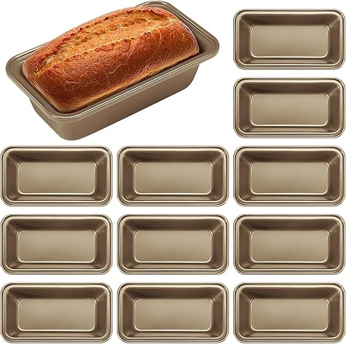 Miniatura 8 de Uiifan 12 piezas de mini moldes para hornear pan, antiadherentes, moldes pequeños de pan de plátano, 6.1 x 3.3 x 2.1 pulgadas, antiadherente, acero