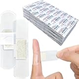 200 Count Waterproof Bandaids Sheer and Clear Polyurethane Adhesive Bandages for First Aid, Swimming & Showering Wound Care Supplies 0.8