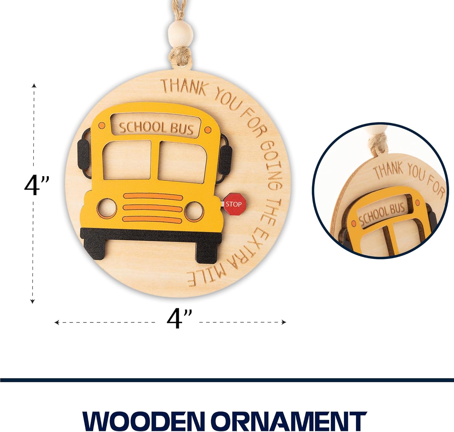Bus Driver Gifts, Bus Driver Appreciation Gifts, School Drivers Appreciation Gift for Men, Women, Thank You Gift for School Bus Driver, Acrylic Suncatcher Effect Christmas Ornaments - Image 3