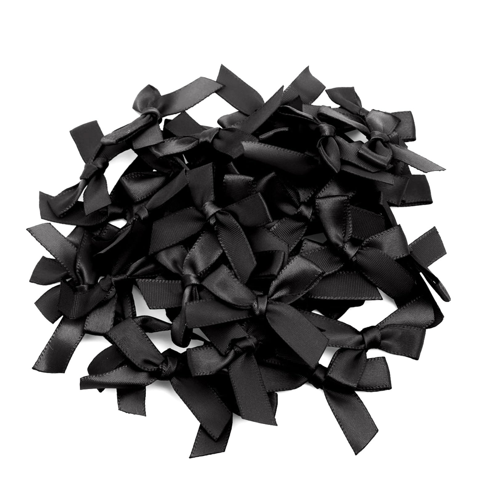 UJEDFHV Mini Bow 50Pcs Satin Ribbon Bows Decoration Small Bowknot Wedding Bowknots For Craft DIY Supplies for DIY Crafts(Black)