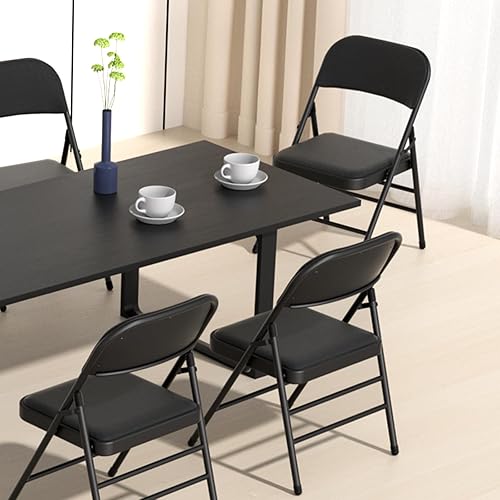 Miniatura 2 de Juego de 12 sillas plegables de tela con cojín acolchado y respaldo, asiento plegable para interiores y exteriores con marco de acero para el hogar,