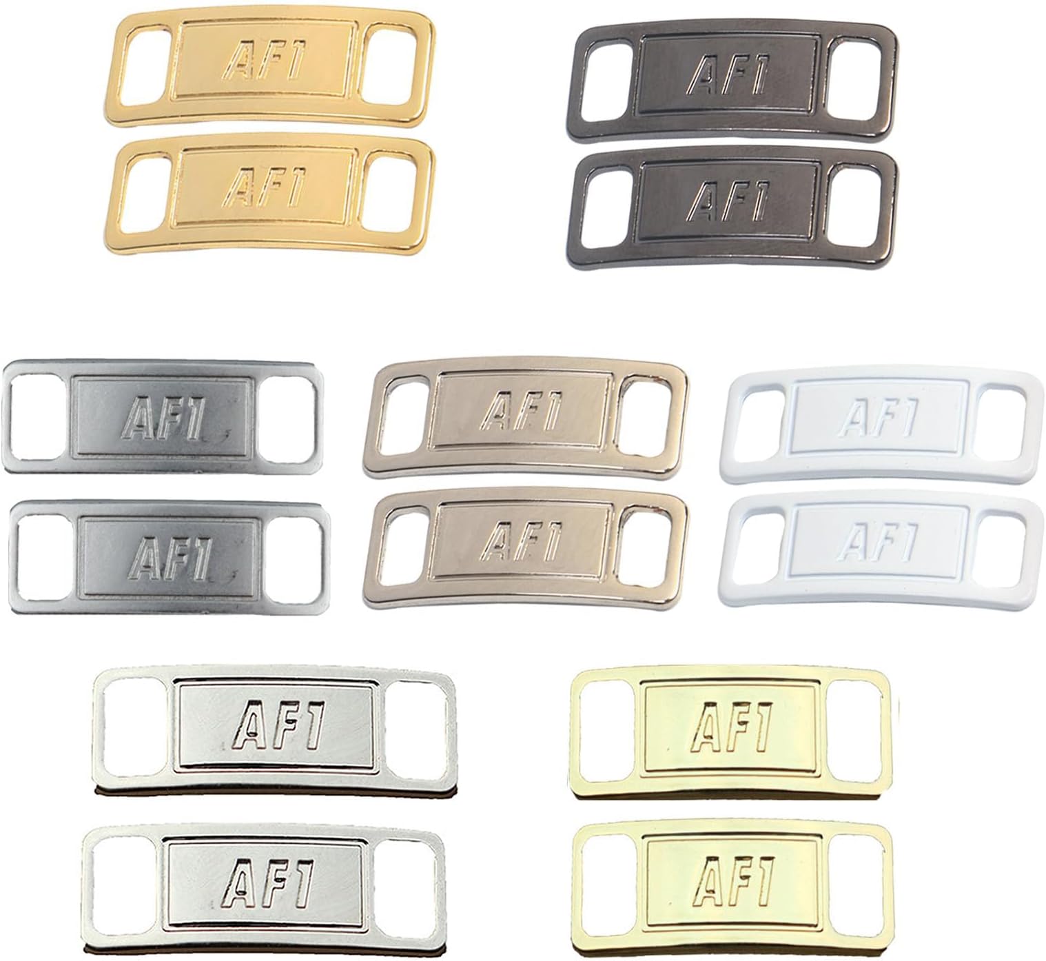 AF1 Metal Tag, 7 Pairs of Lace Up Shoe Buckles, Sneakers Jewelry, Elastic Tags, DIY Label Decoration Accessories for AF1 Shoelaces (Multiple Colors)