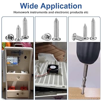 760Pcs Small Self Tapping Screws 304 Stainless Steel,M2 M2.3 M2.6 M3 Tiny Wood Screws Kit,Round Head Self Drilling Screw,Pan Head Sheet Metal Screw Phillips/Cross Drive for DIY WoodWork Repairs.