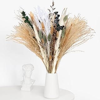 Dried Flowers 57 Pcs Pampas Grass Autumn Decorations, Boho Decor Home De...
